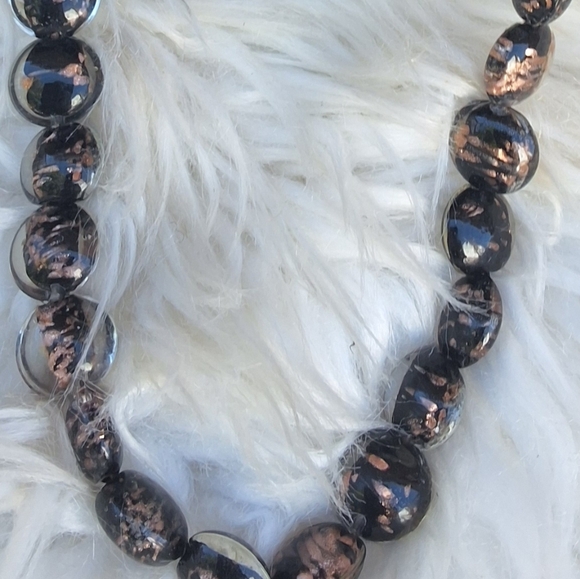 Coldwater Creek Vintage  Glass copper bead necklace hematite knotted chain NWT - Picture 4 of 7